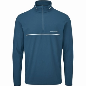 Essential Outerwear Oscar Jacobson Darwin 1/4 Zip Pullover - Teal/White