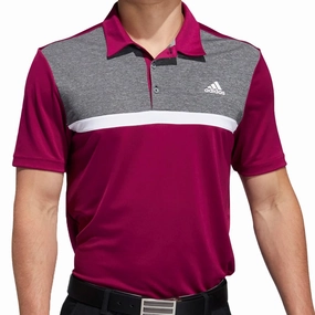 Weekend Comfort Wear Comfortable Style adidas Colour Block Novelty Polo Shirt - Power Berry/Melange/Black