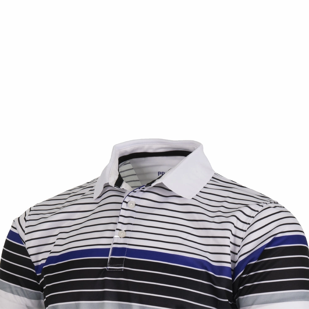 ProQuip Technical Chest Stripe Golf Polo Shirt - White/Black Retro nostalgia Easter
