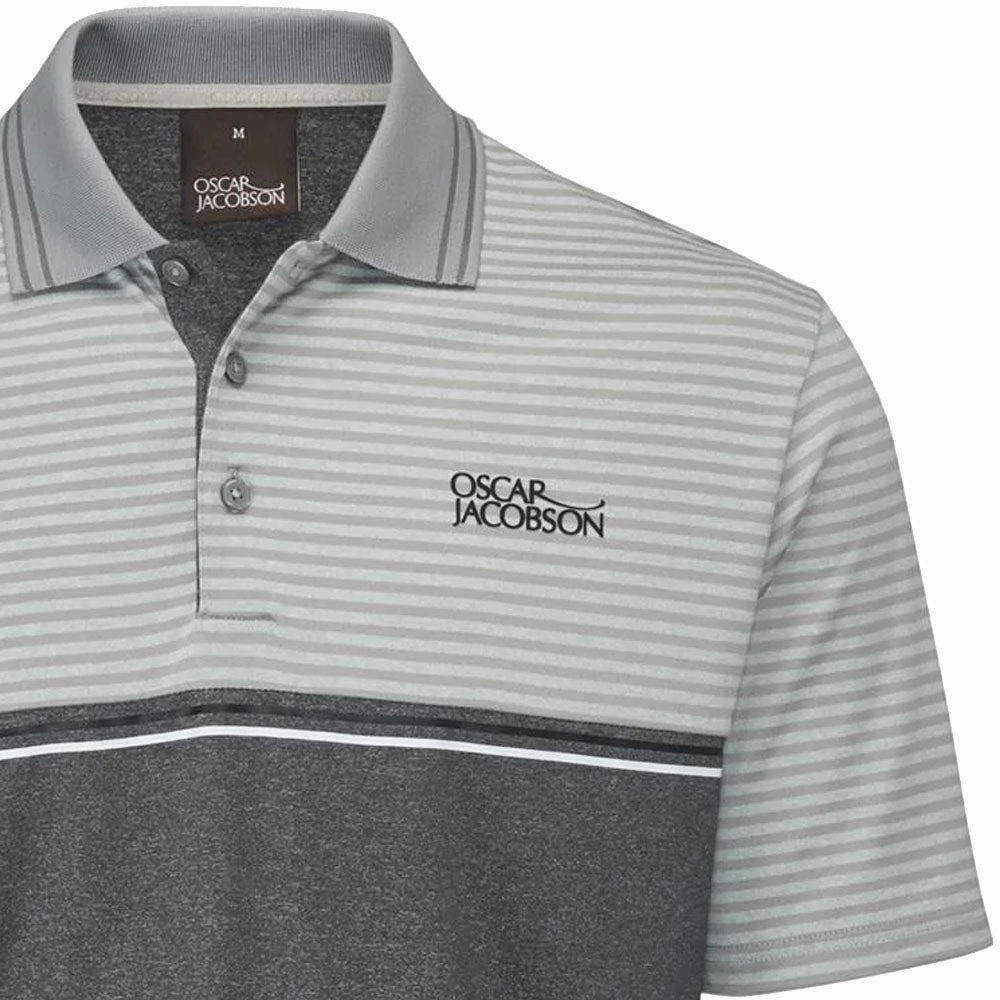 Retro Style Breathable Cotton Fabric Oscar Jacobson Whitby Polo Shirt - Lunar Grey Marl