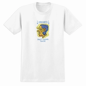 Krooked Blue Thinker T-Shirt - White ReinforcedHems Heather Texture Finish