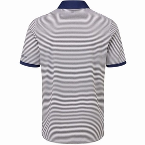 Casual Comfort Look Cross Grain Knit Oscar Jacobson Chester Polo Shirt - White/Navy