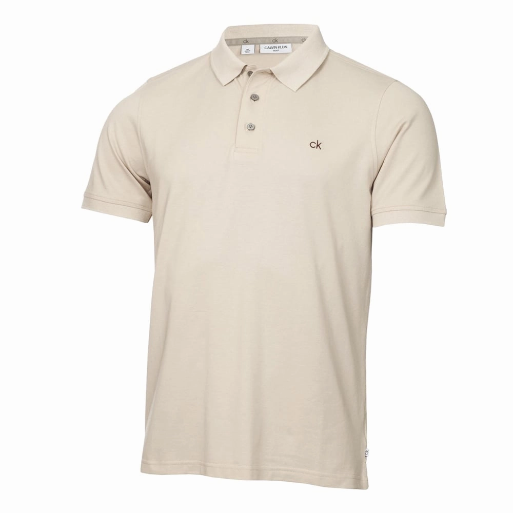 Calvin Klein Planet Polo Shirt - Sand Flexible Fit Versatile Layer