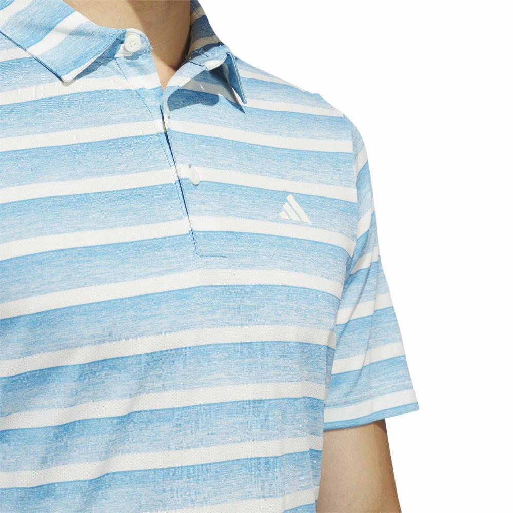 Perfect for Outdoors Breathable Design adidas 2 Colour Stripe Polo Shirt - Semi Blue Burst/Ivory