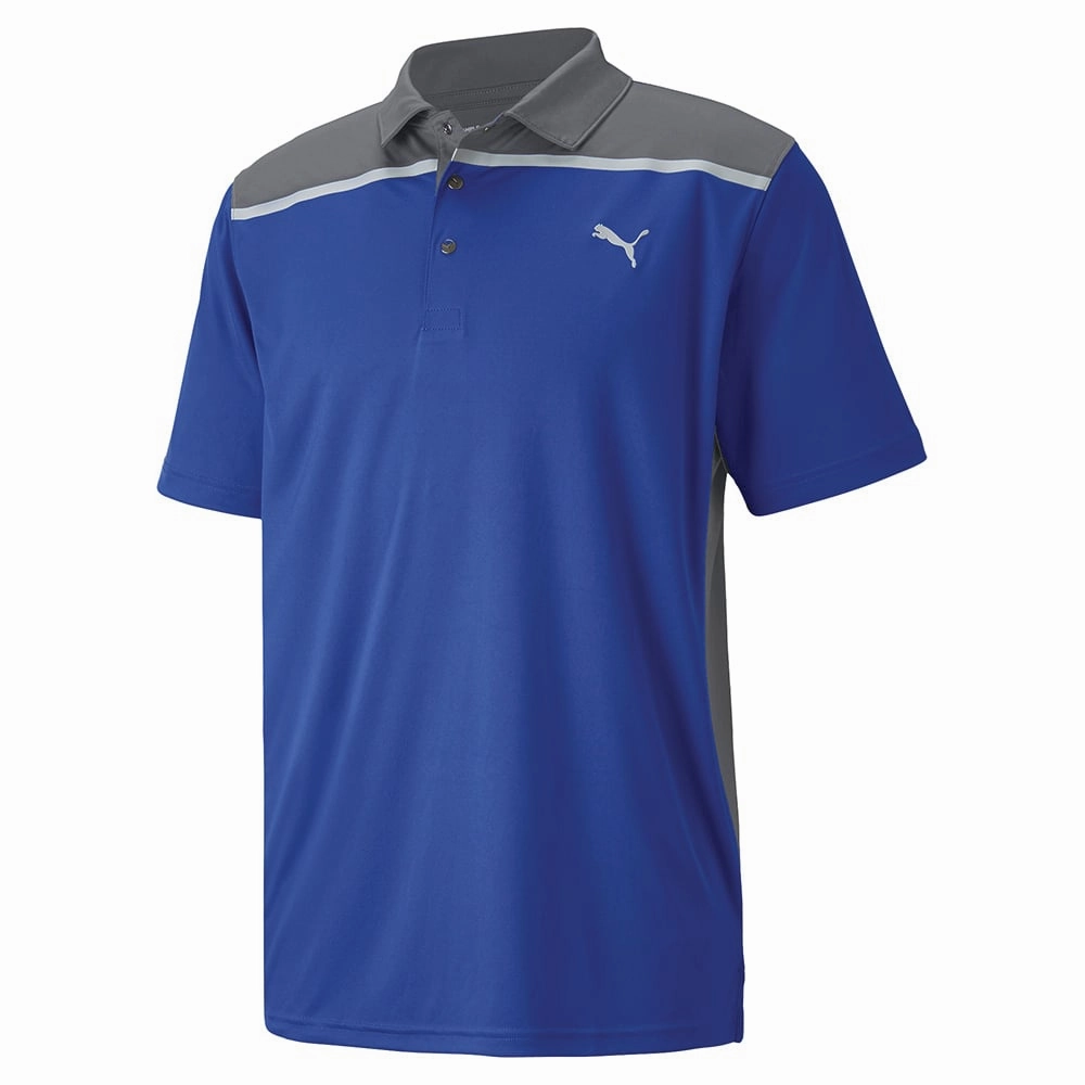 Puma Rotation Bonded Colourblock Polo Shirt - Mazarine Blue/Quiet Shade Anti-pilling