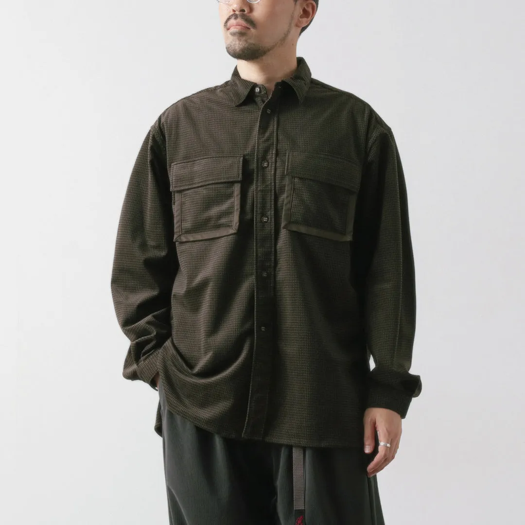 WHITE MOUNTAINEERING / Mid Gusset Sleeve Tricot Check Shirt Camouflage Style Wrinkle-Resistant