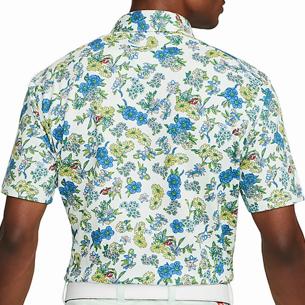 Tagless Neckline Nike Dri-FIT Player Floral Print Polo Shirt - Barely Green/Brushed Silver