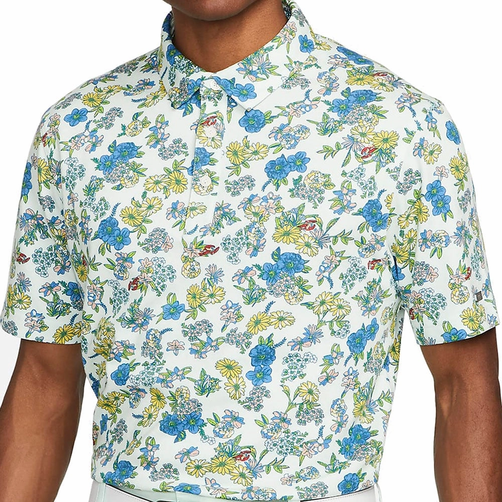 Nike Dri-FIT Player Floral Print Polo Shirt - Barely Green/Brushed Silver RelaxedFit