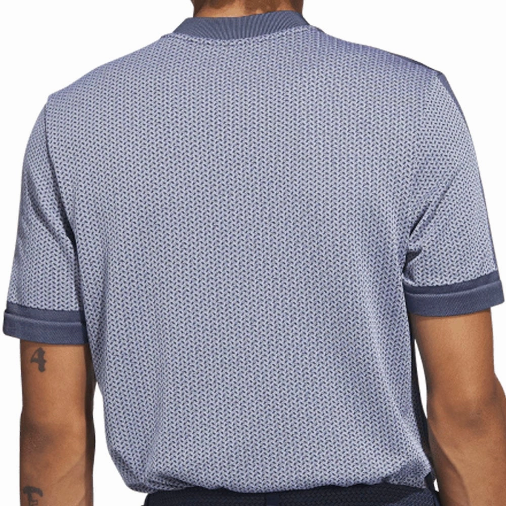 adidas Tour Textured Primeknit Polo Shirt - White/Collegiate Navy Recycled Polyester Thread Relaxed Vibe