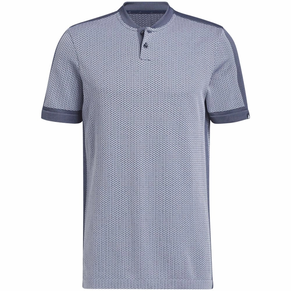 adidas Tour Textured Primeknit Polo Shirt - White/Collegiate Navy DropShoulderDesign Non Irritating Tags