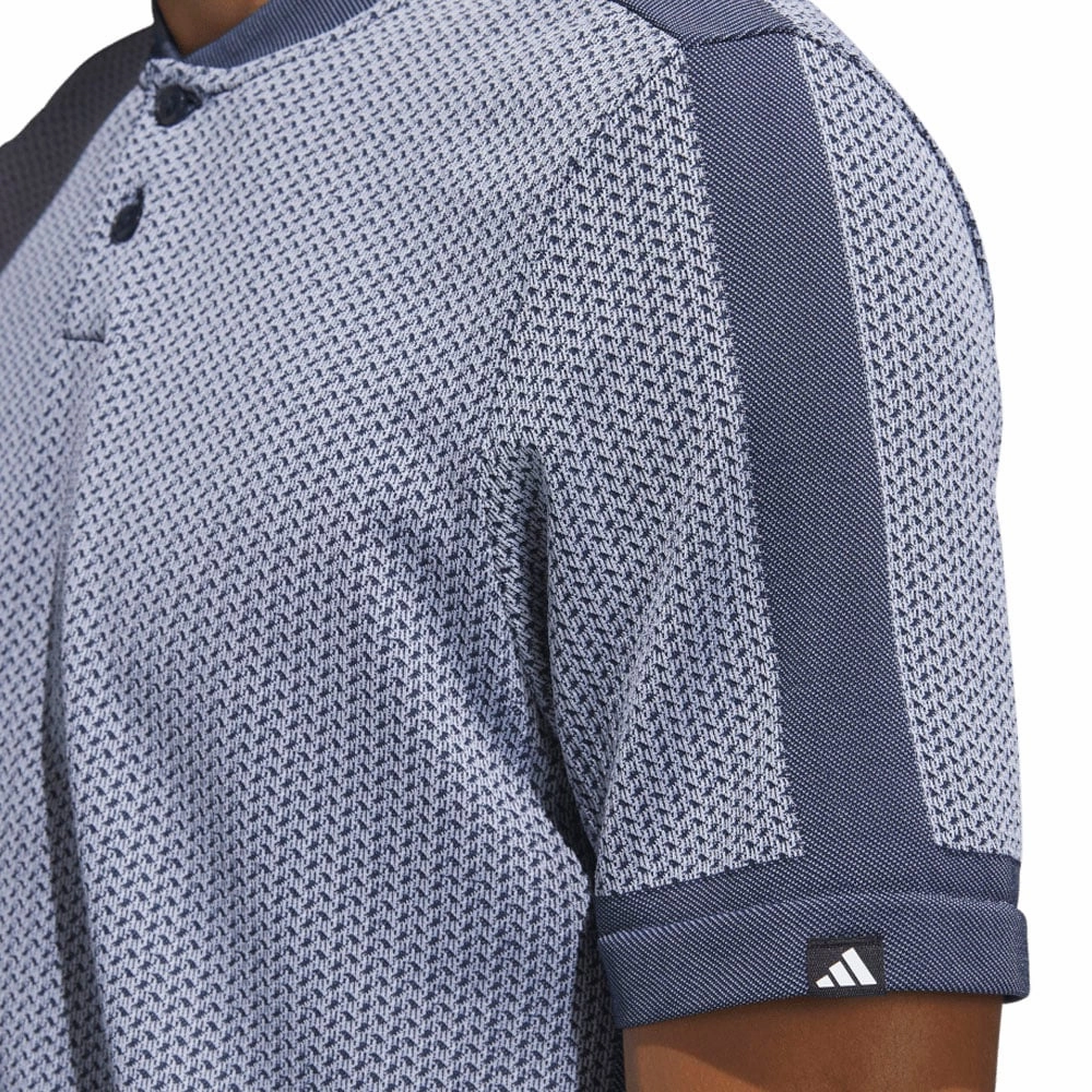 adidas Tour Textured Primeknit Polo Shirt - White/Collegiate Navy Classic Wearable