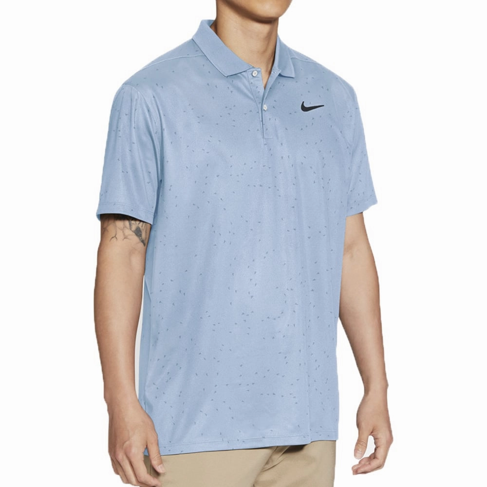 Active Wearable Nike Dry Victory Micro Print Polo Shirt - Hydrogen Blue/Obsidian