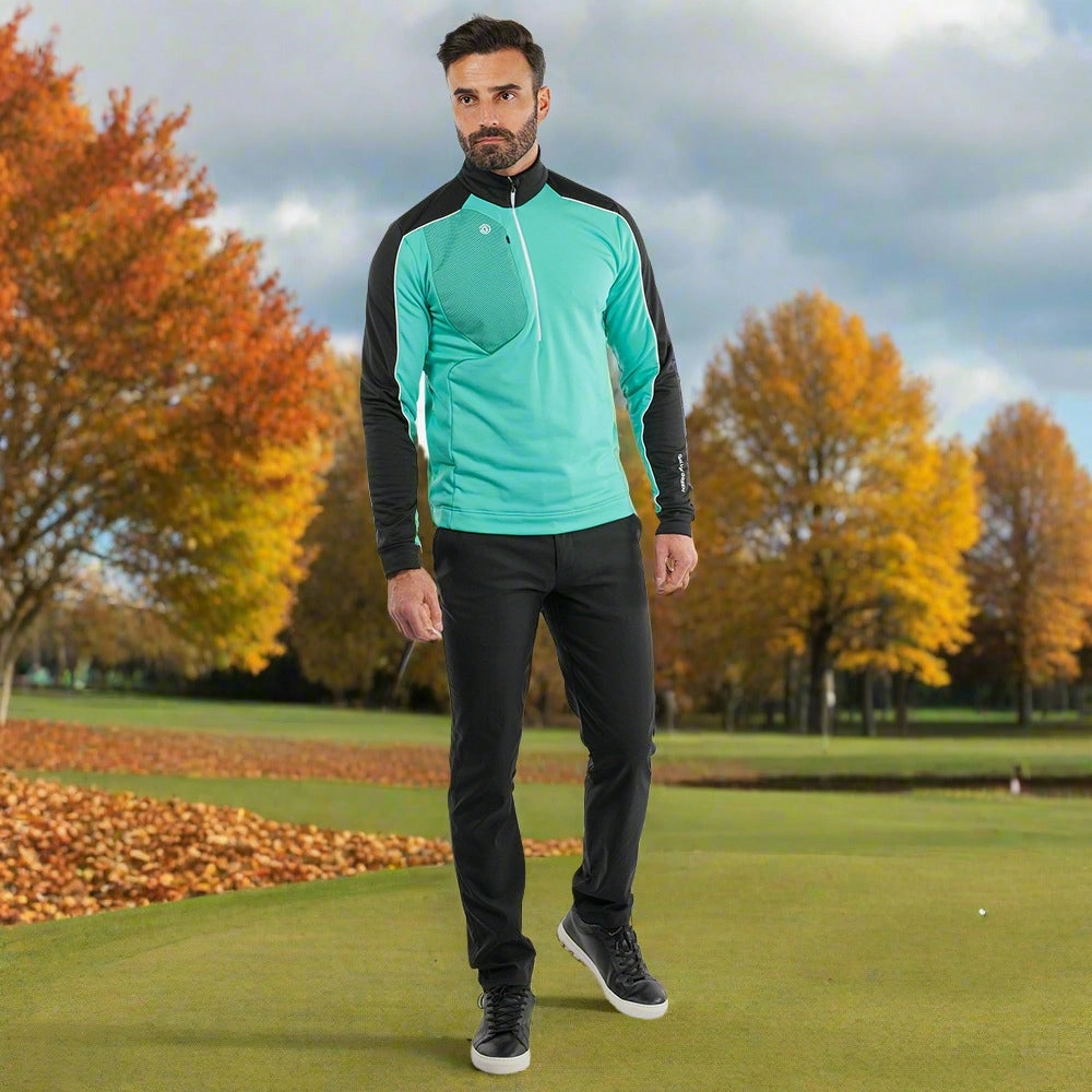 Galvin Green Dave 1/4 Zip Pullover - Black/Atlantis Green Checkered Comfy Basics
