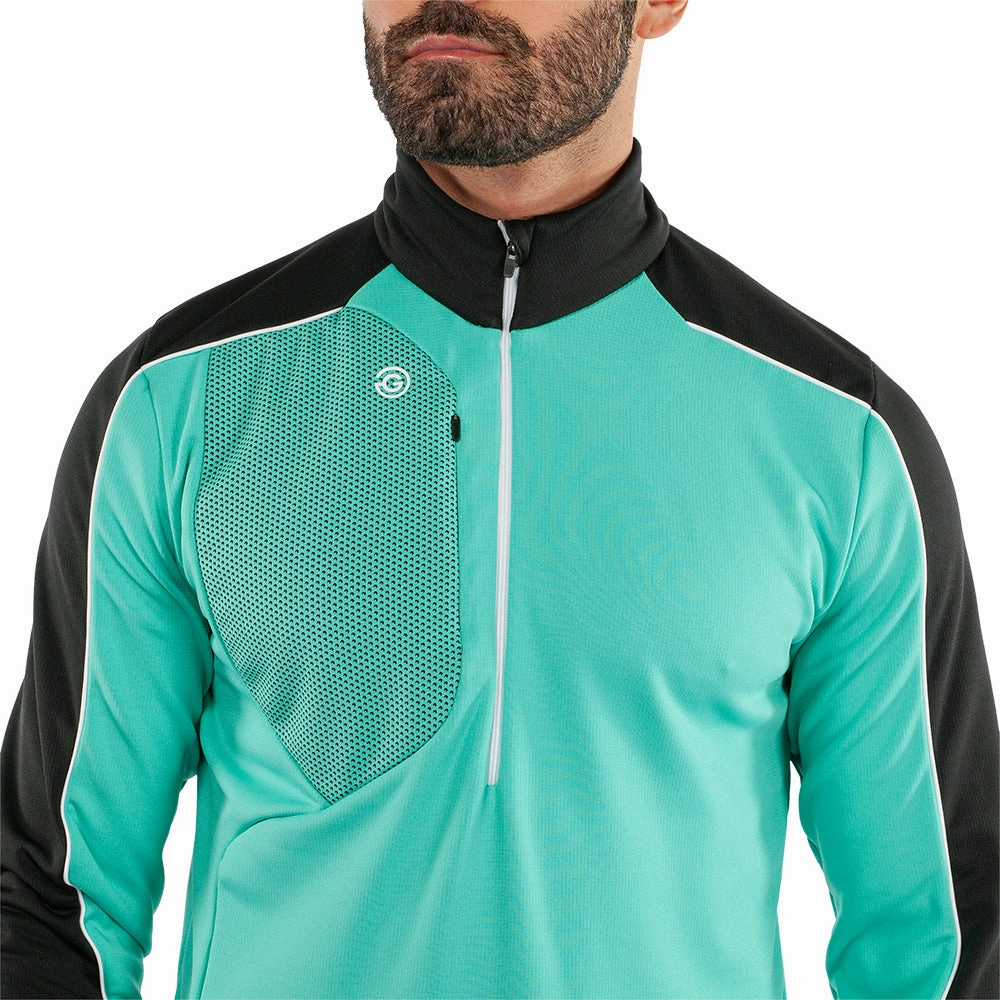 product handmade uniqueness tribal print Galvin Green Dave 1/4 Zip Pullover - Black/Atlantis Green