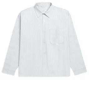 CCS Box Oxford Shirt - Grey Stripe Hidden Button Placket Distressed finish