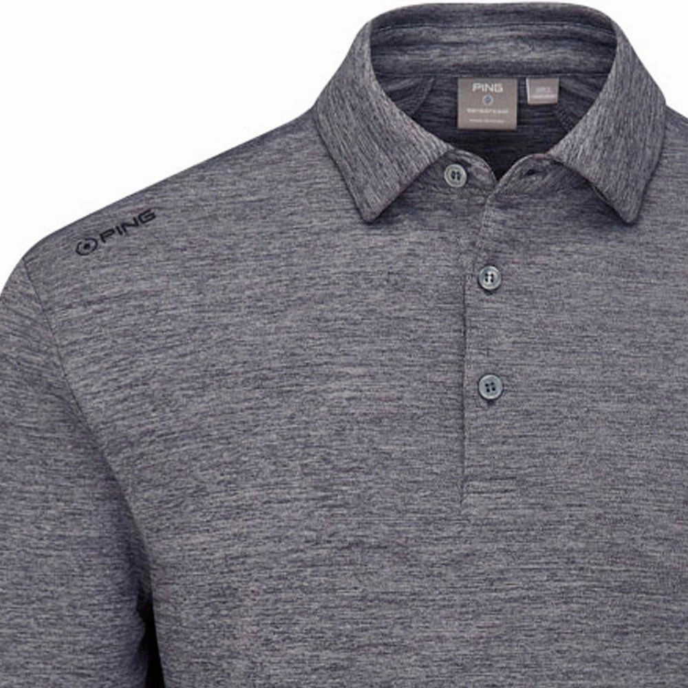 Ping Emmett Long Sleeve Polo Shirt - Charcoal Marl Tight Fit Active Outfit Style