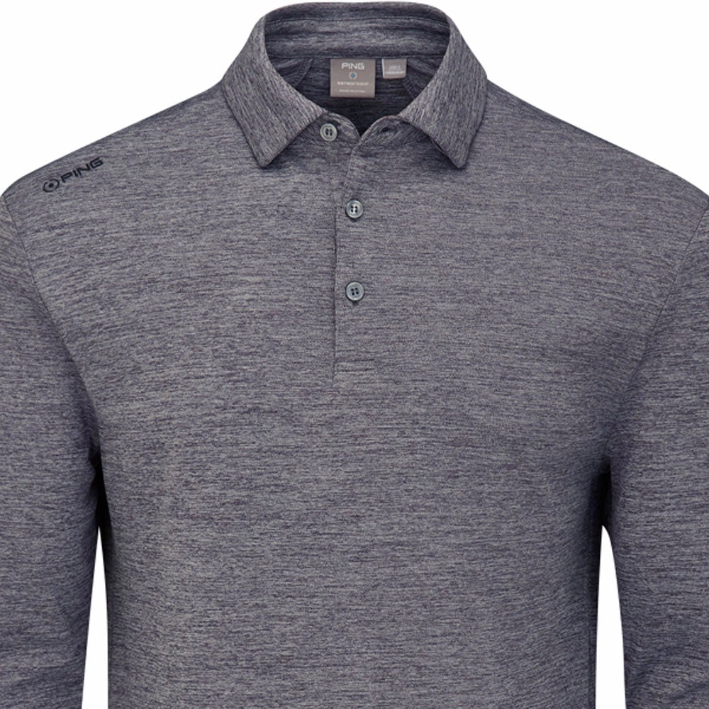 Chilly Weather Style Ping Emmett Long Sleeve Polo Shirt - Charcoal Marl
