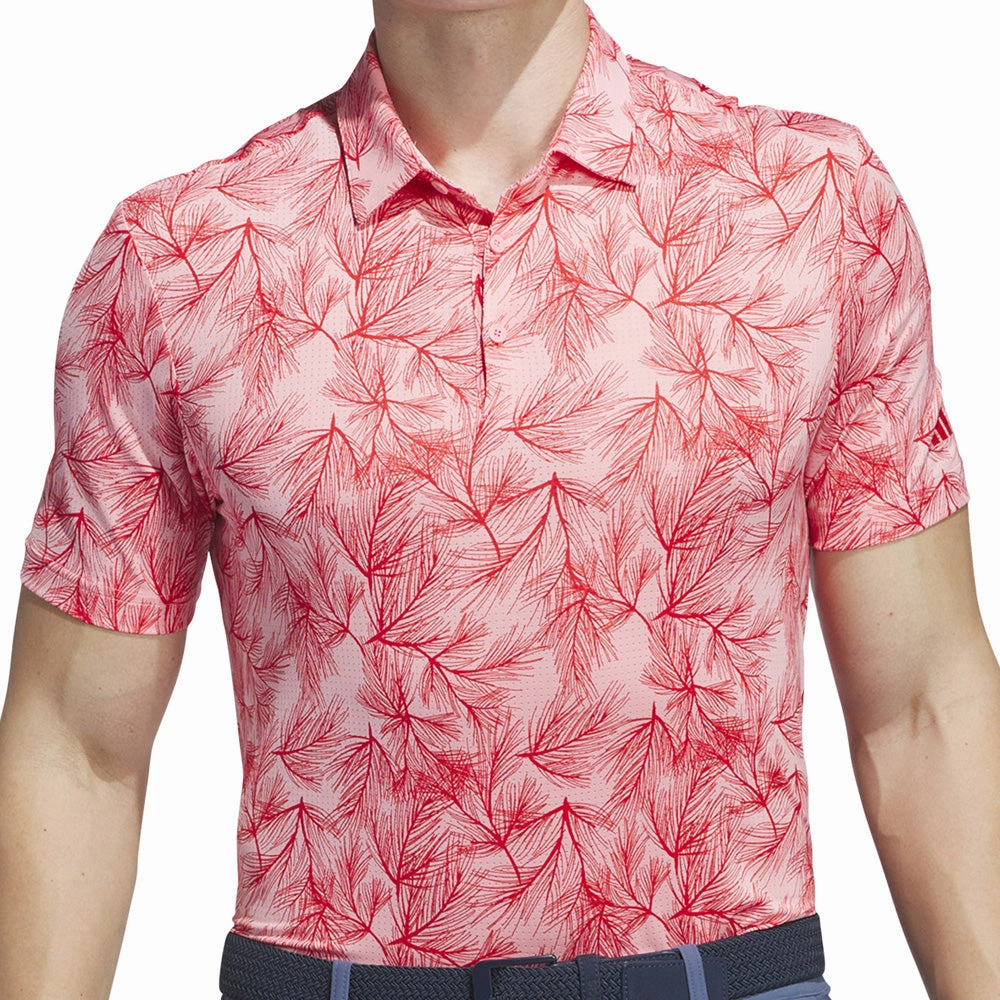 Quality Fabric Soft and Light Wear adidas Ultimate365 Mesh Print Polo Shirt - Semi Pink Spark/Better Scarlet