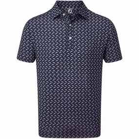 Chic Wearable FootJoy Dolphins Print Lisle Polo Shirt - Navy/Lavender