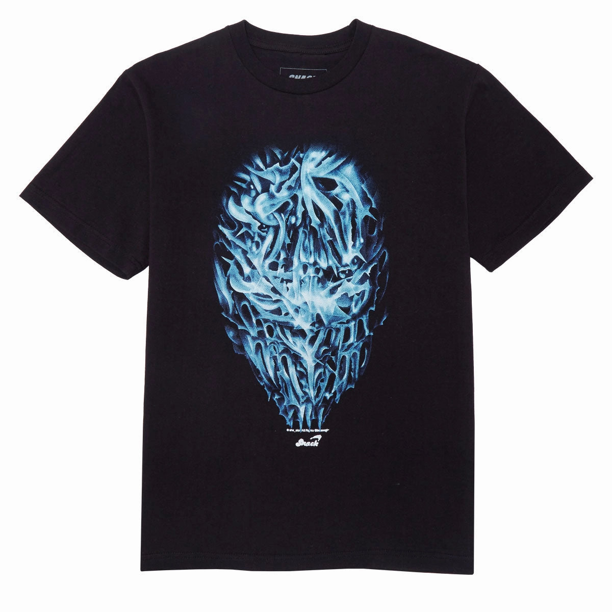 Summer Essential Cozy Comfort Look Snack Chrome Face T-Shirt - Black