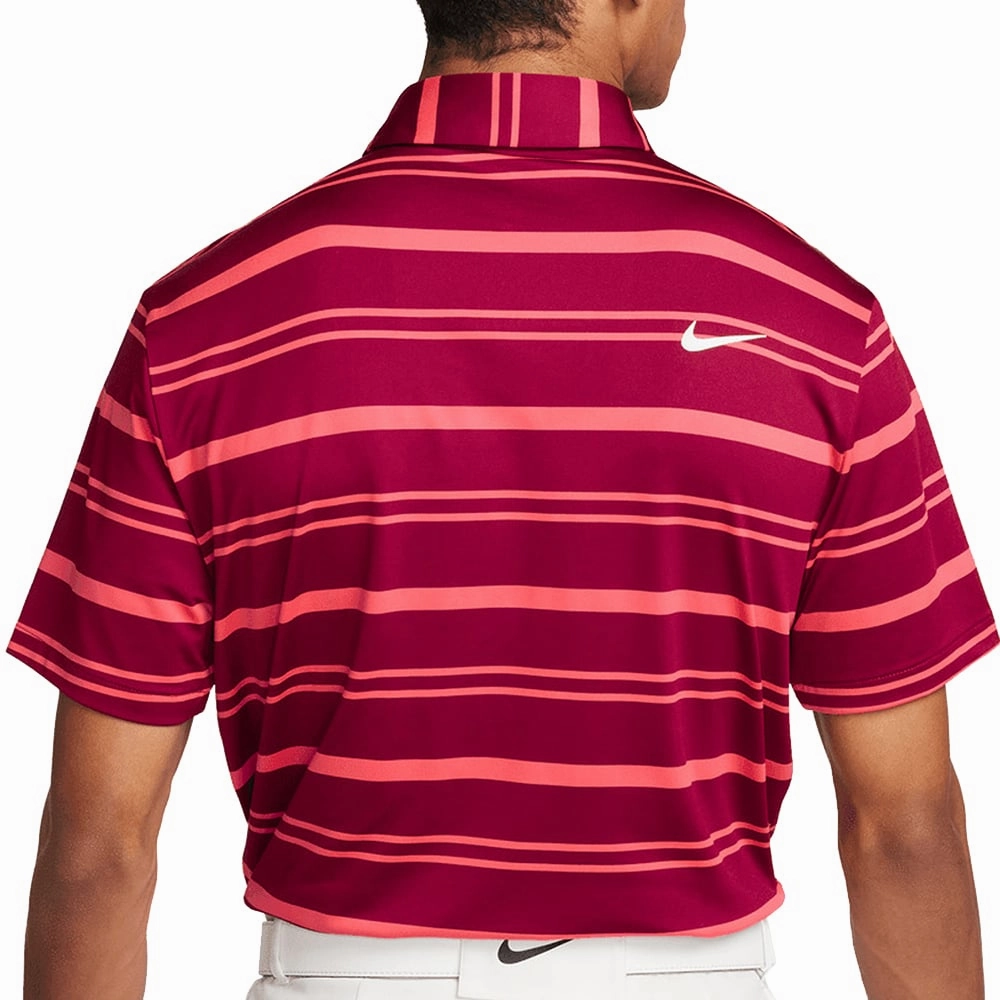 adults' Nike Dri-FIT Tour Stripe Polo Shirt - Noble Red/Ember Glow/White