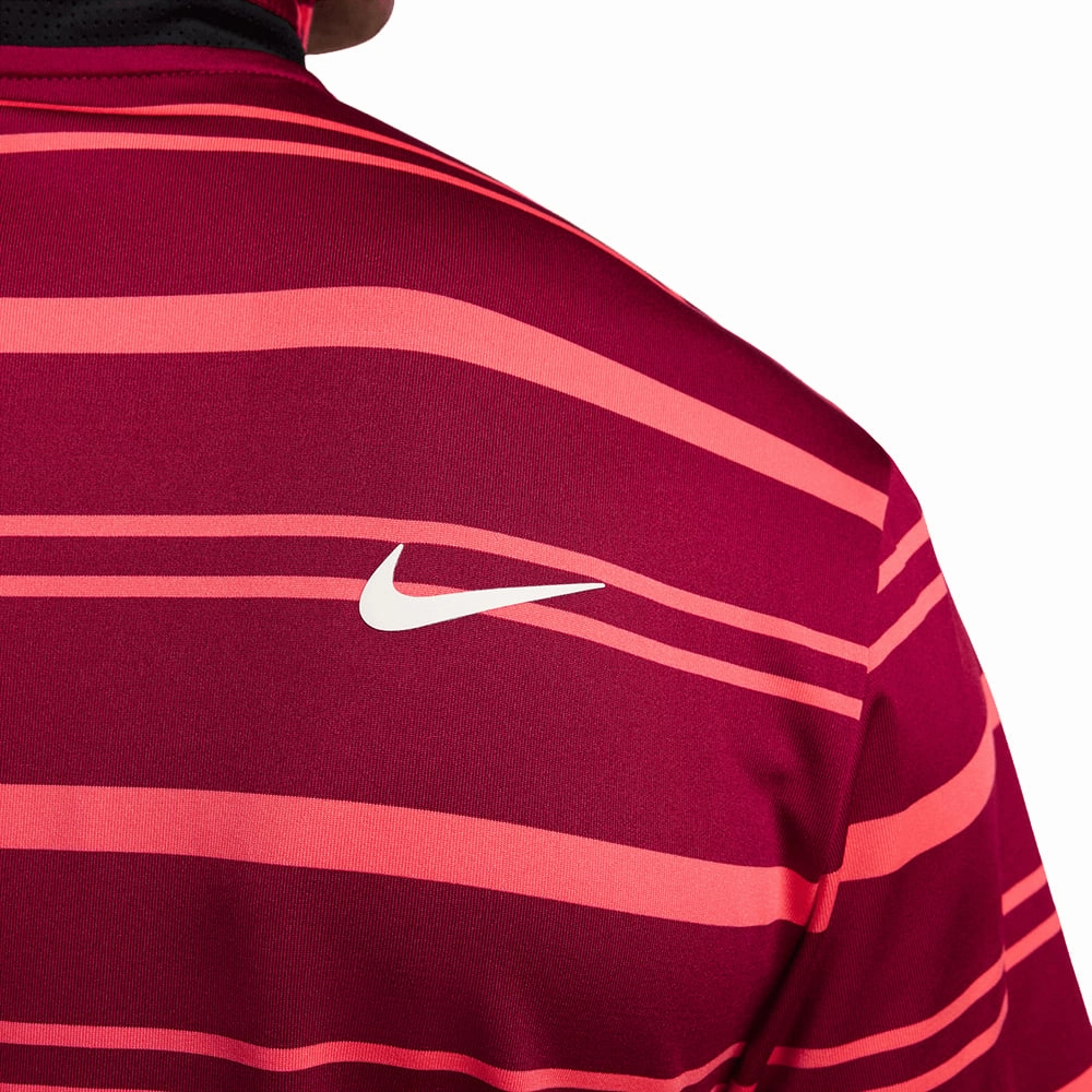 Nike Dri-FIT Tour Stripe Polo Shirt - Noble Red/Ember Glow/White fade resistant color Essential Fashion
