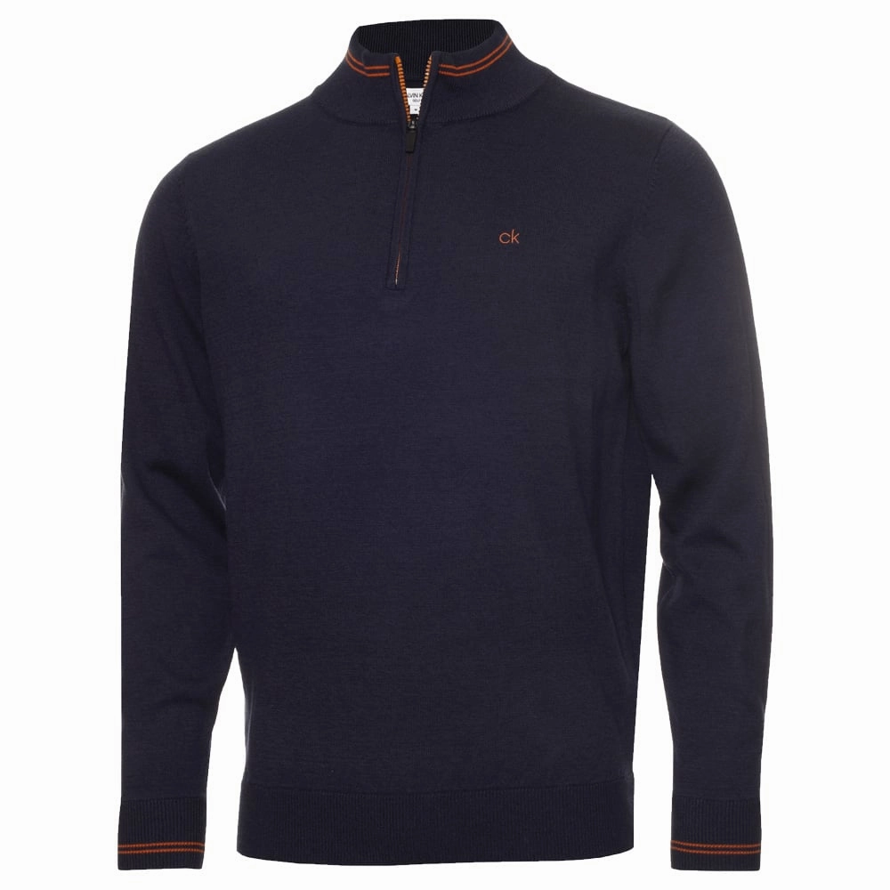 Calvin Klein Monaco Sweater - Denim Marl/Orange Outdoor Chic