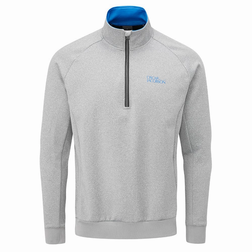 Oscar Jacobson Trent Tour 1/2 Zip Golf Sweater - Light Grey Party Ready