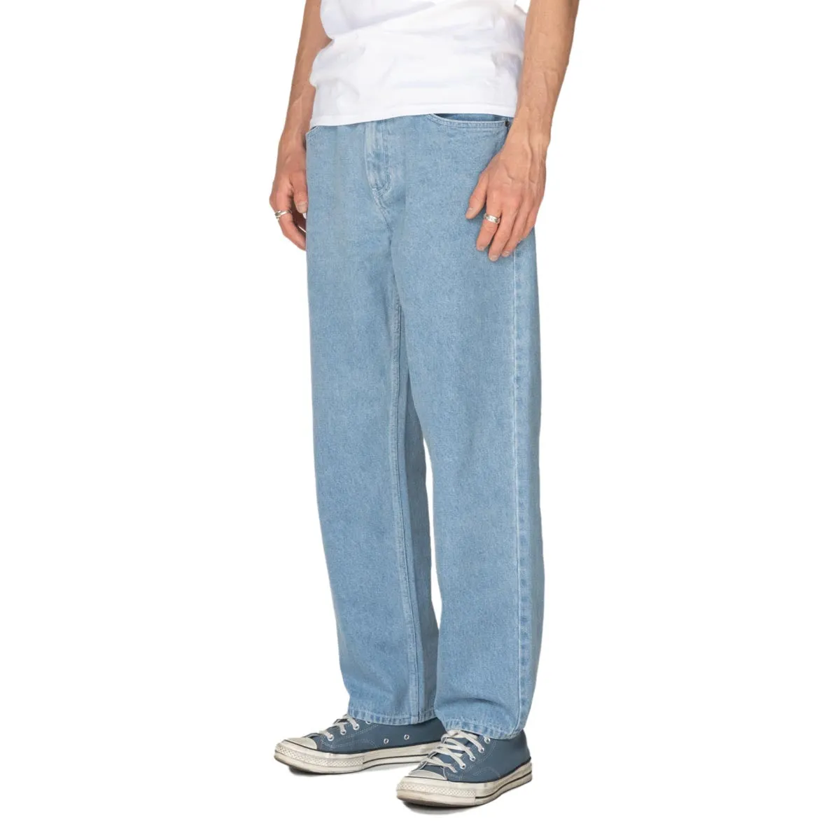 Flattering Look Welcome Immortal Loose Straight Denim Jeans - Washed Blue