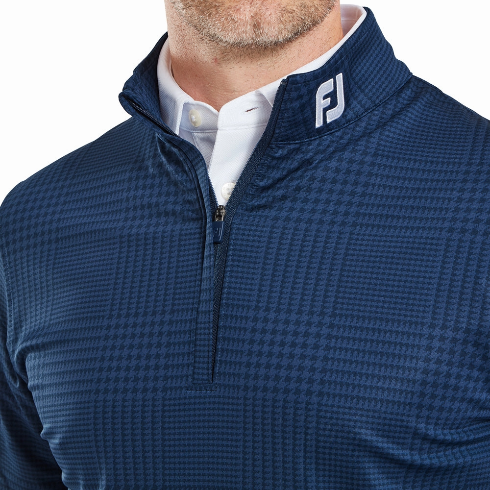 FootJoy Glen Plaid Print Chillout Pullover - Navy Weekend Sporty Cold Weather Wear