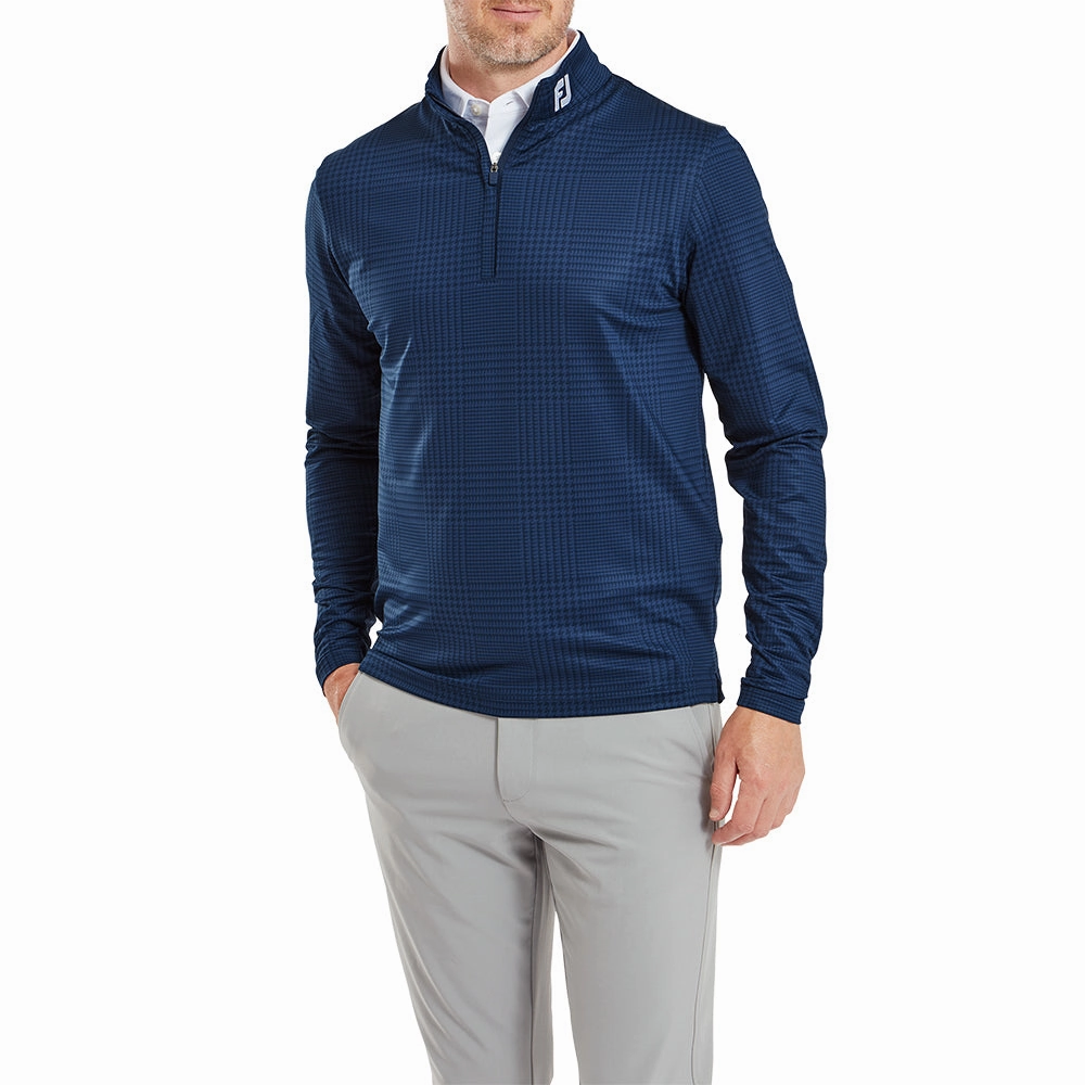 product tweed warmth FootJoy Glen Plaid Print Chillout Pullover - Navy