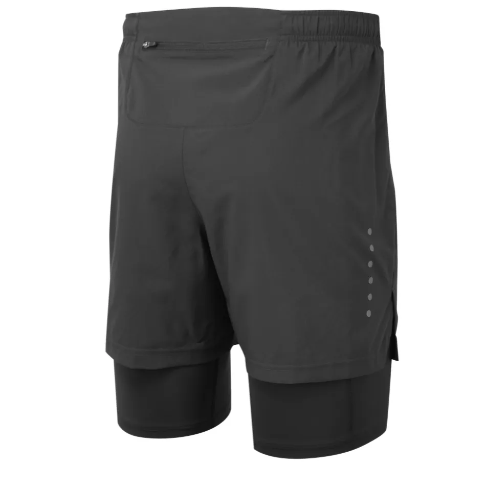 Smooth Flatlock Seams Ronhill Men's Core Twin Short in All Black SS25