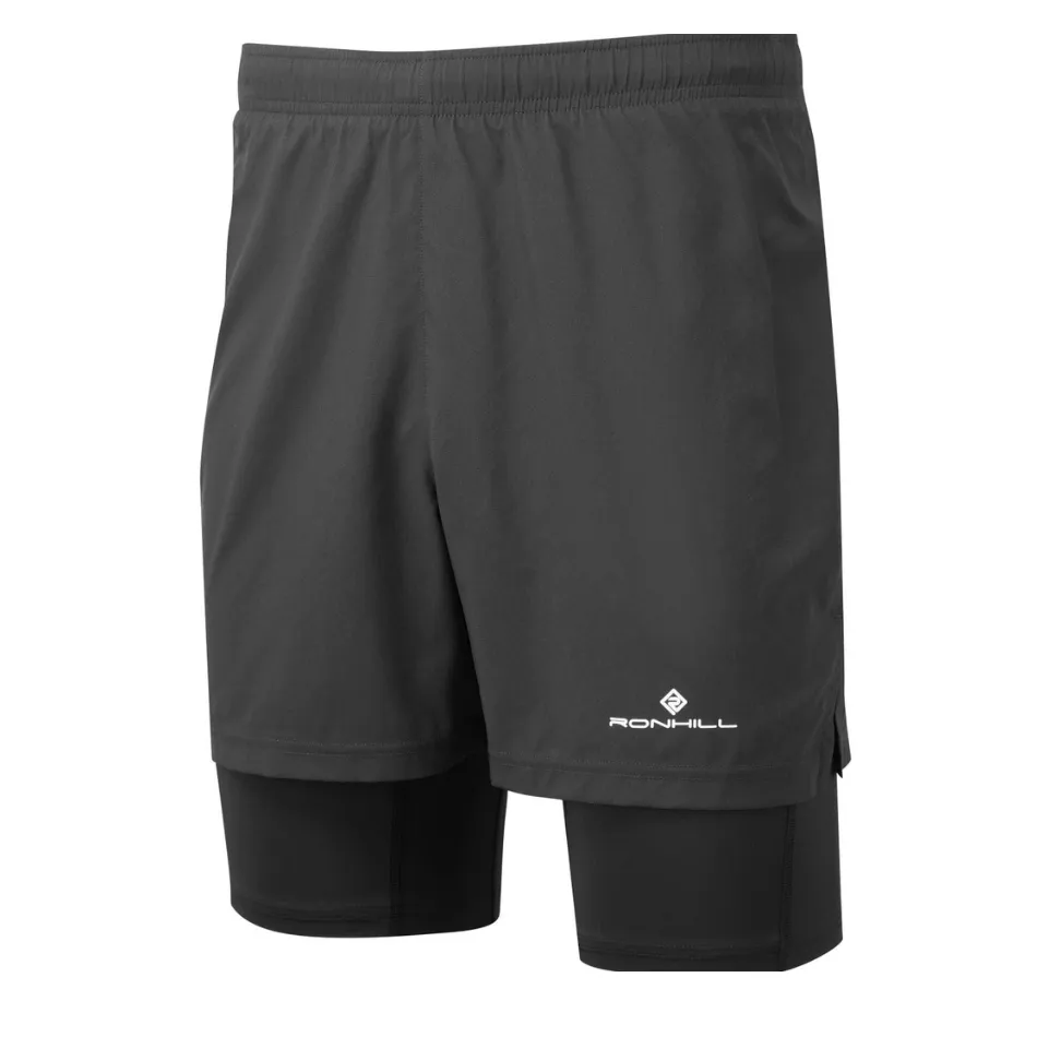 Ronhill Men's Core Twin Short in All Black SS25 Playful Style