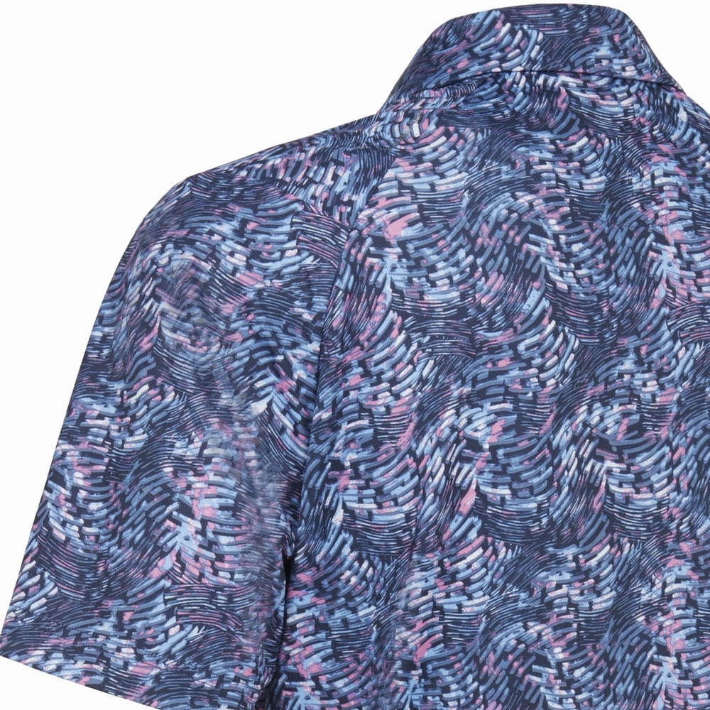 Callaway Geo Print Polo Shirt - Peacoat Comfy Apparel Adjustable Hem