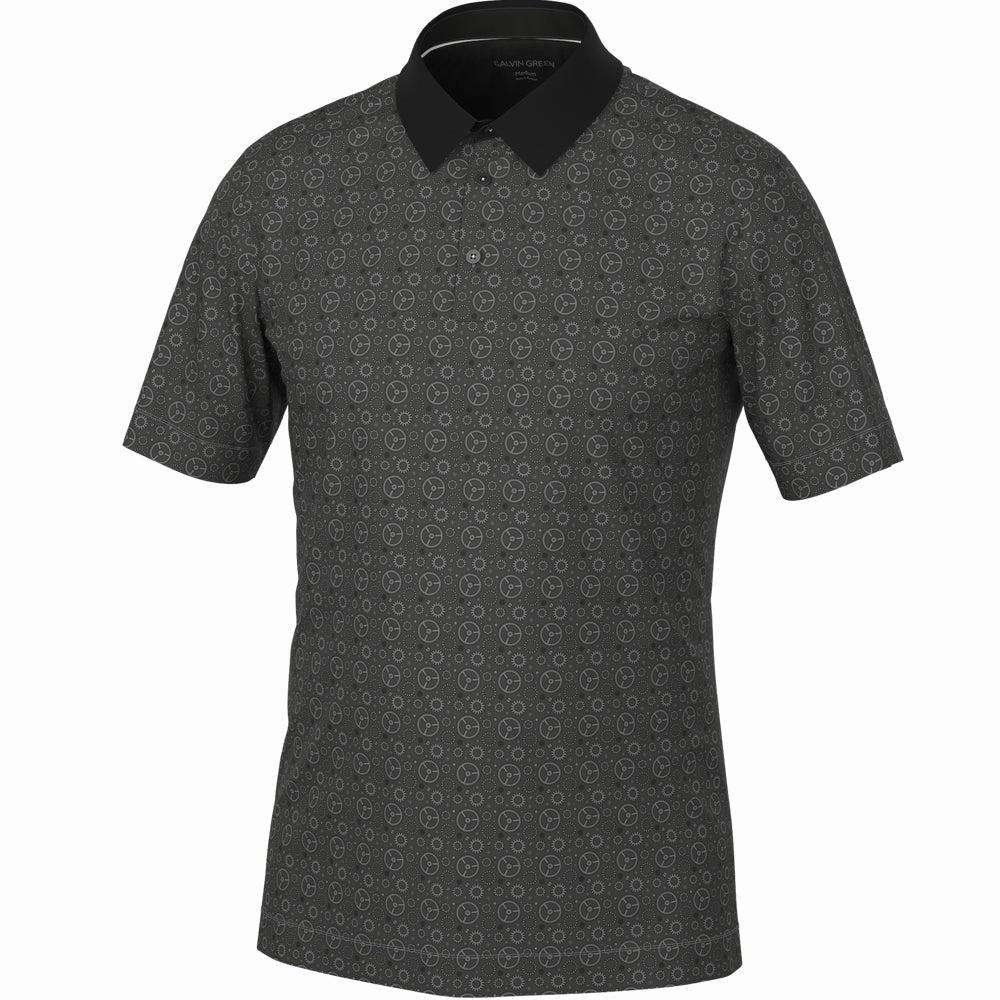 Reinforced Hemline Recycled Polyester Galvin Green Miracle Polo Shirt - Sharkskin/Black