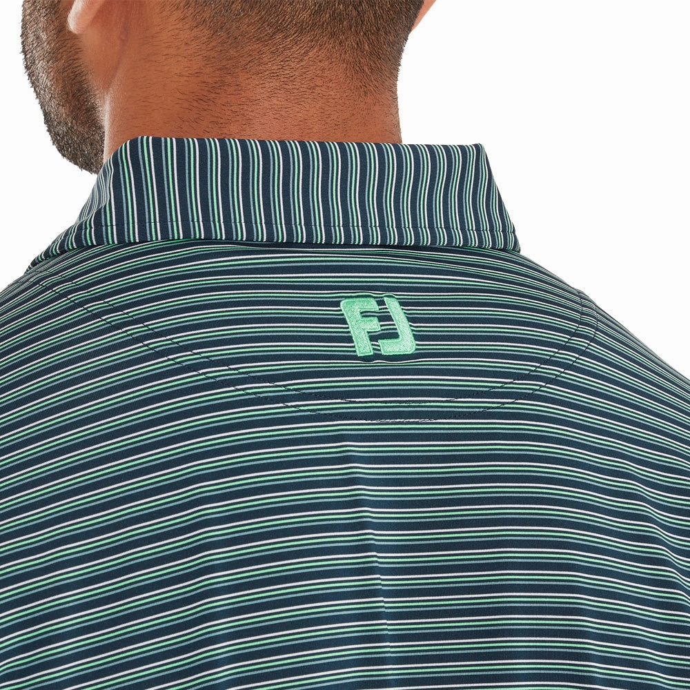 FootJoy Triple Pinstripe Lisle Polo Shirt - Navy Cool and casual