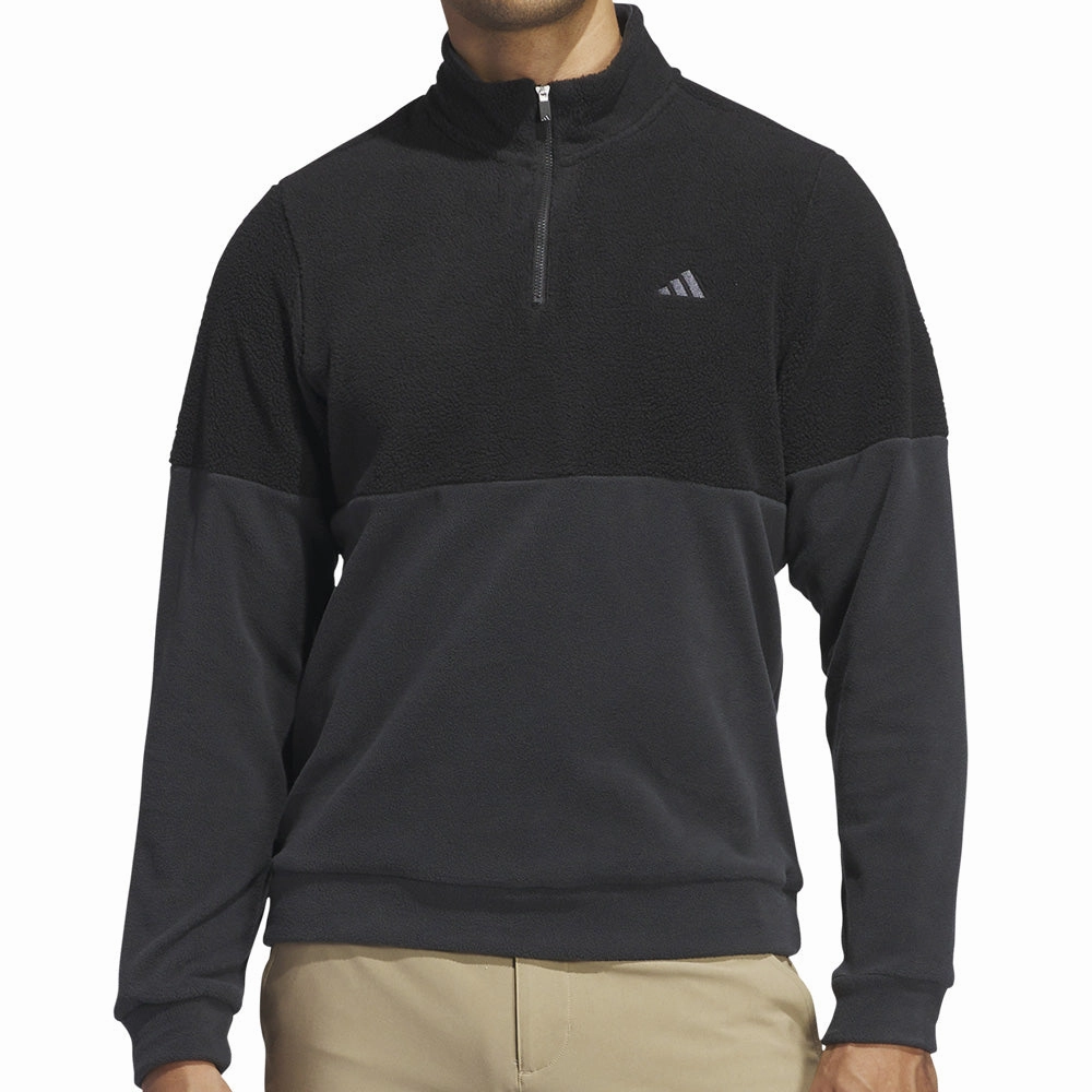 V neck adidas Ultimate365 Fleece 1/4 Zip Pullover - Black/Carbon
