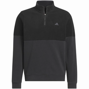 adidas Ultimate365 Fleece 1/4 Zip Pullover - Black/Carbon workout wear product abstract mystery