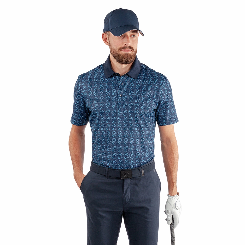Galvin Green Miracle Polo Shirt - Aqua/Navy Biodegradable Textile Comfort Wearable