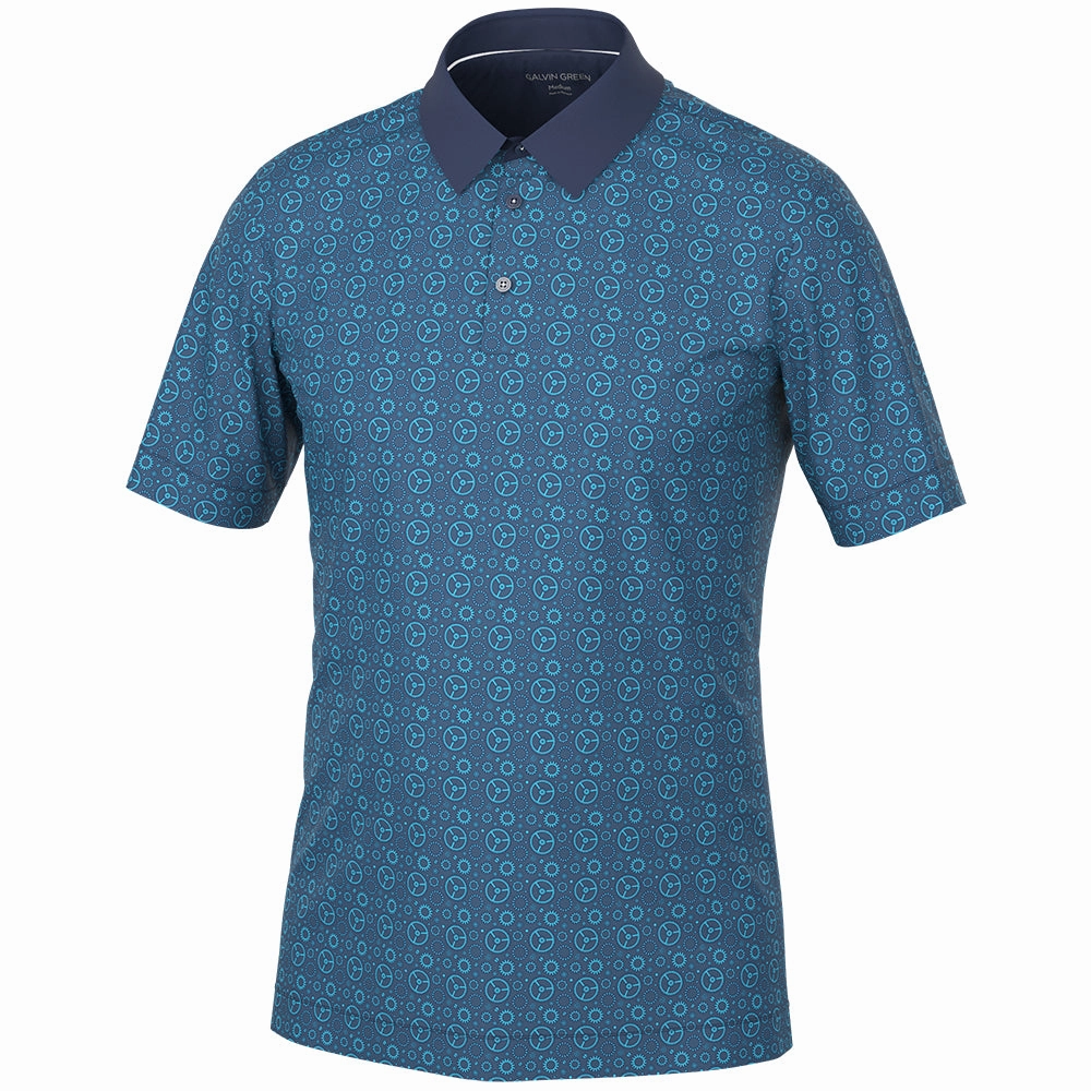 Galvin Green Miracle Polo Shirt - Aqua/Navy Sporty Appeal