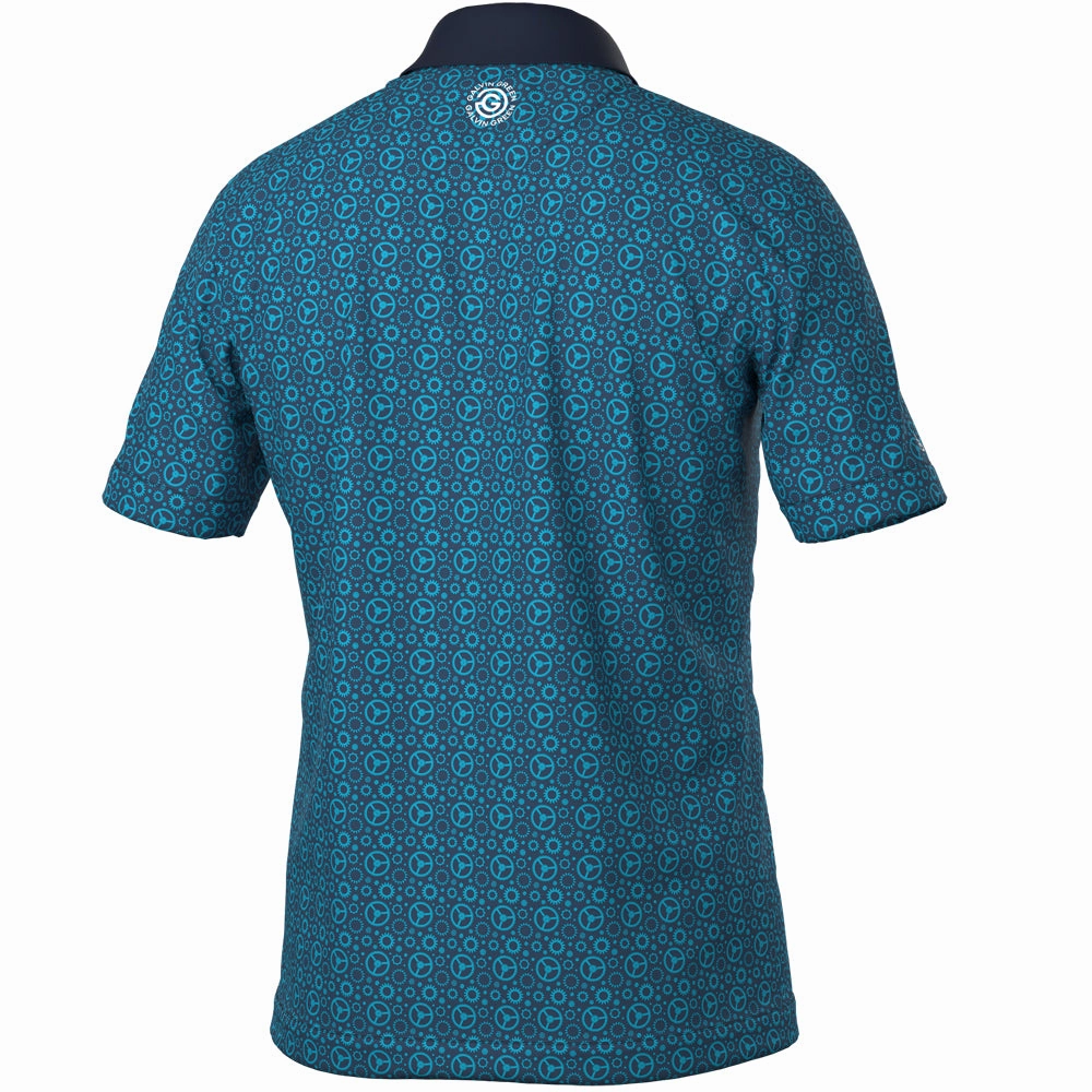 Galvin Green Miracle Polo Shirt - Aqua/Navy Urban Casual Comfort Apparel