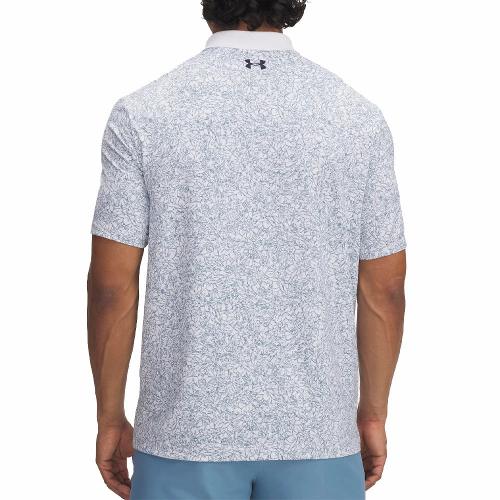 Fade Resistant Dye Under Armour Matchplay Printed Polo Shirt - White/Blue Smoke/Midnight Navy