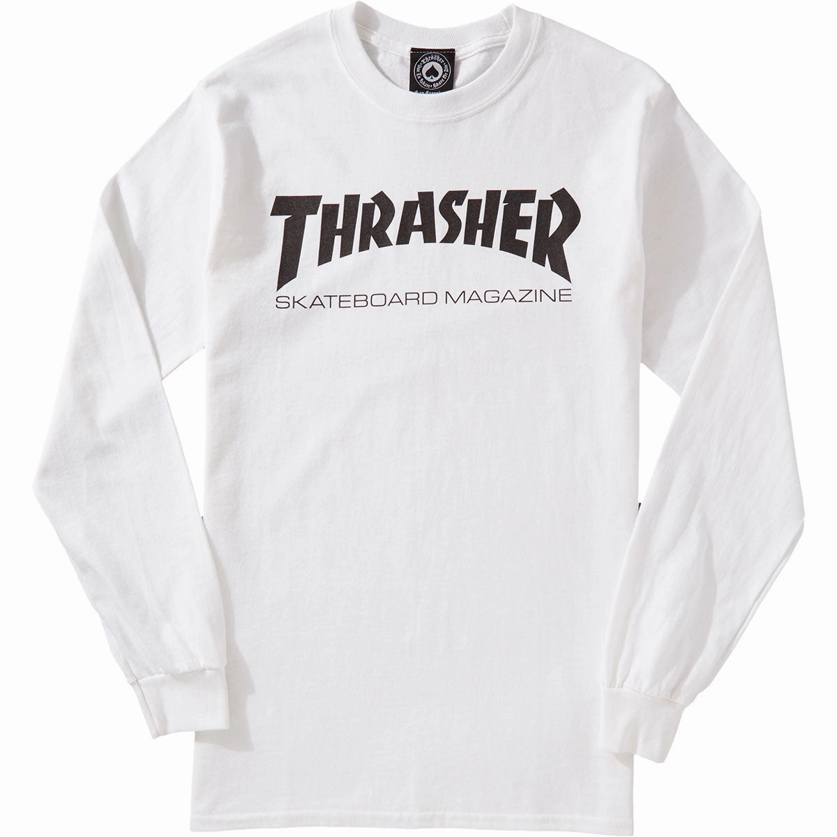 Stretchable Collar Band Thrasher Skate Mag Long Sleeve T-Shirt - White