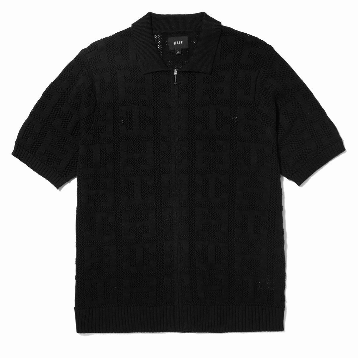 Fashion Forward Wear Casual Style HUF Monogram Jacquard Zip Sweater - Black