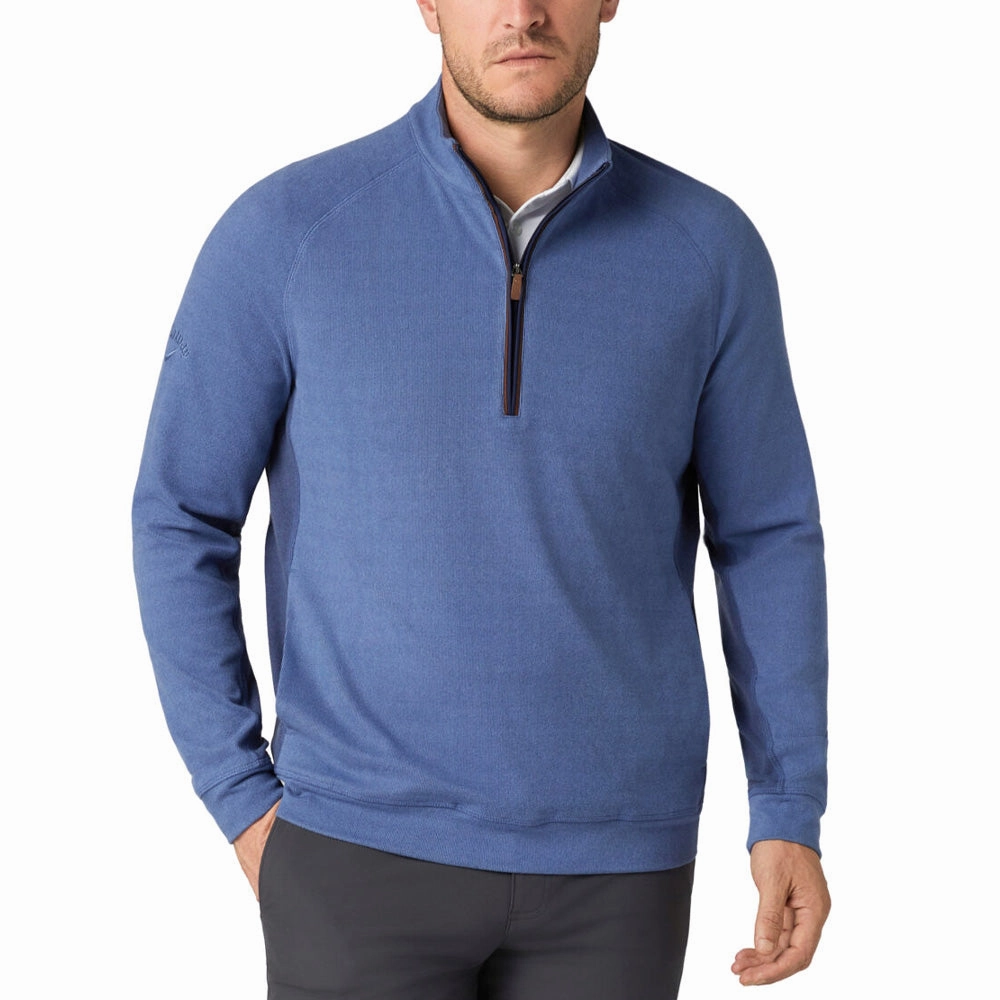 Callaway Brushed Rib 1/4 Zip Pullover - Peacoat Heather Breathable