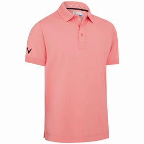 Minimalistic Wear Callaway Solid Ribbed Polo Shirt - Geranium Pink