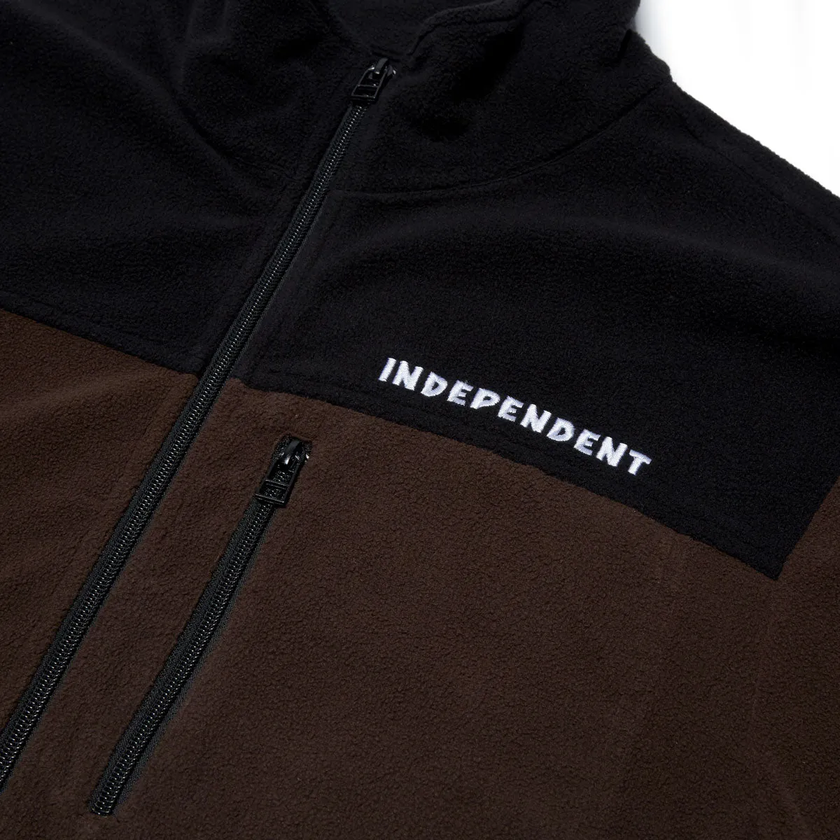 Lightweight Packability Moisture Wicking Finish Independent BTG Fleece Jacket - Dark Brown/Black