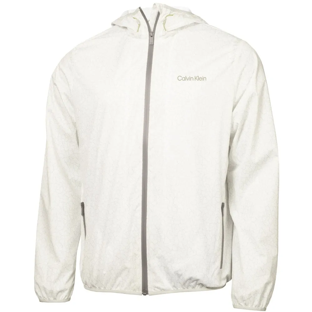 Calvin Klein Nantucket Printed Windbreaker Jacket - White/Pale Silver Casual Outdoor Look