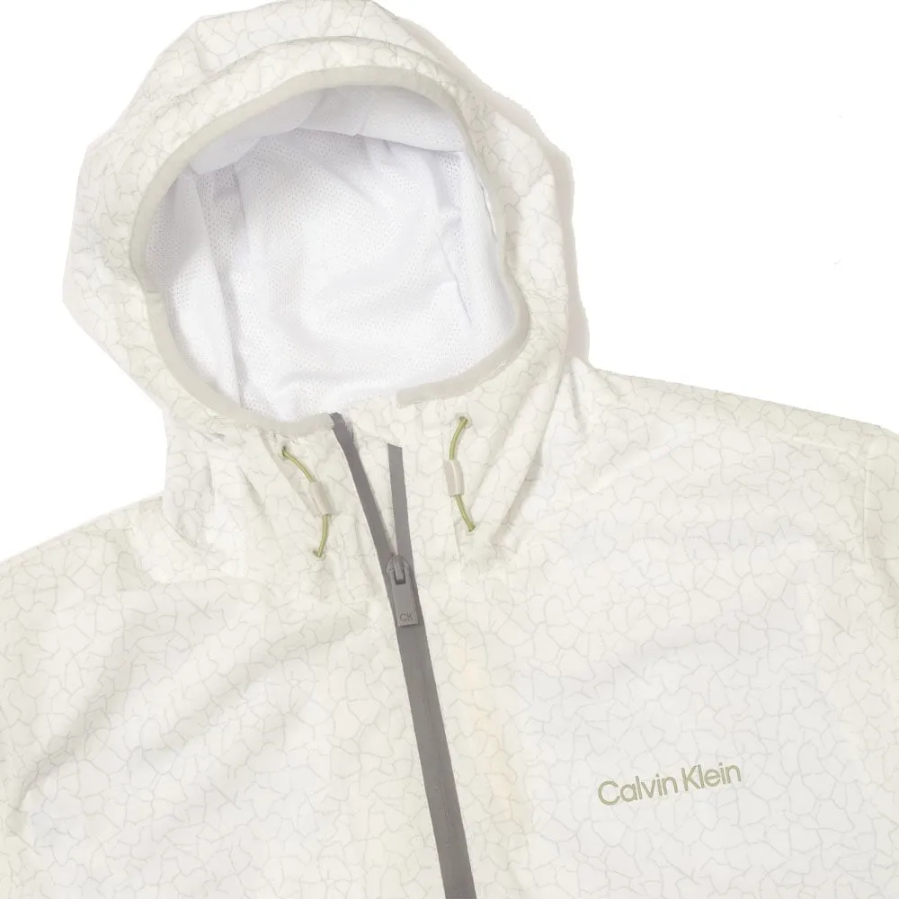 Calvin Klein Nantucket Printed Windbreaker Jacket - White/Pale Silver Thermal Insulation