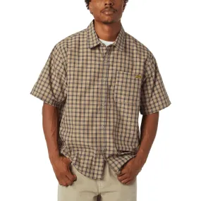 Versatile Styling HUF Stretch Micro Plaid Shirt - Clay